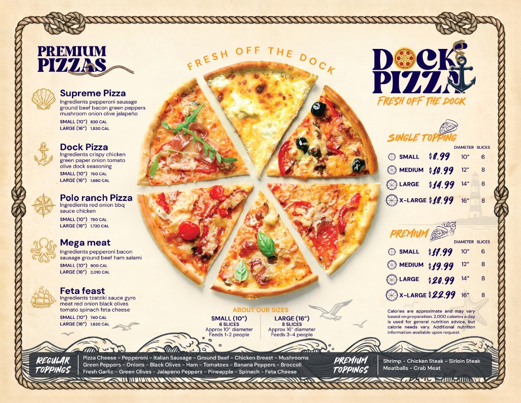 Premium Pizzas Menu